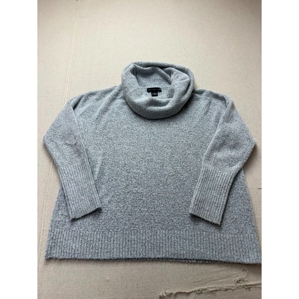 Joan Vass New York Womens M Gray Cowl Neck Knit Pullover Sweater [A211]